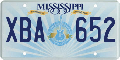 MS license plate XBA652