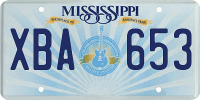 MS license plate XBA653
