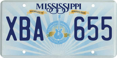 MS license plate XBA655
