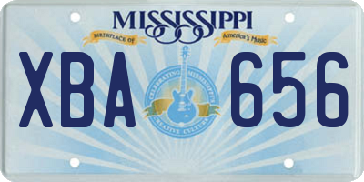 MS license plate XBA656