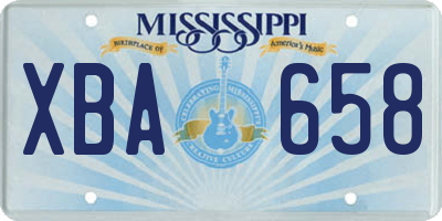 MS license plate XBA658