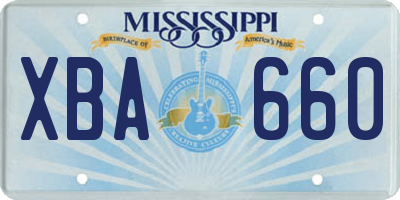 MS license plate XBA660