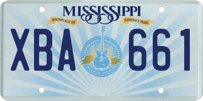 MS license plate XBA661