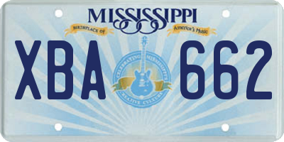 MS license plate XBA662