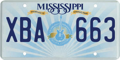 MS license plate XBA663