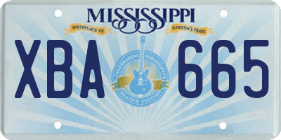 MS license plate XBA665