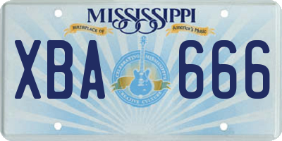 MS license plate XBA666