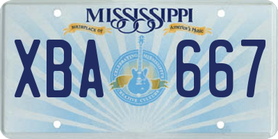 MS license plate XBA667