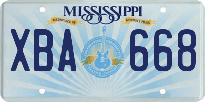 MS license plate XBA668