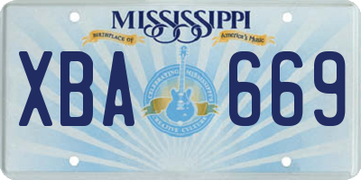 MS license plate XBA669