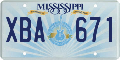 MS license plate XBA671