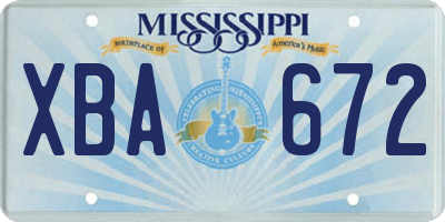 MS license plate XBA672
