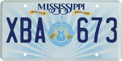 MS license plate XBA673