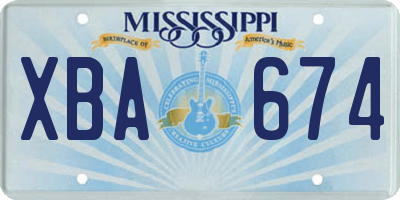 MS license plate XBA674