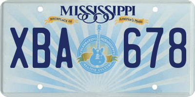 MS license plate XBA678