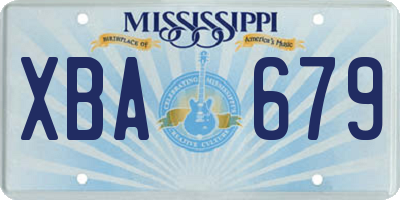 MS license plate XBA679