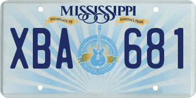 MS license plate XBA681