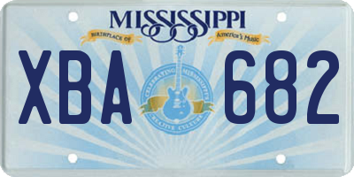 MS license plate XBA682