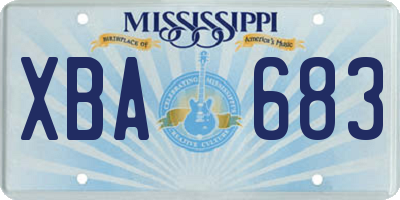 MS license plate XBA683