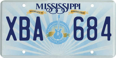 MS license plate XBA684