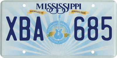 MS license plate XBA685