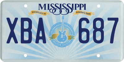 MS license plate XBA687