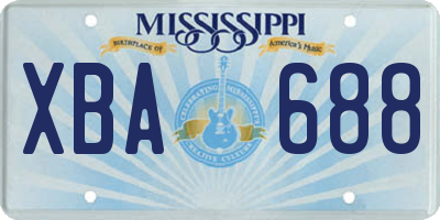 MS license plate XBA688