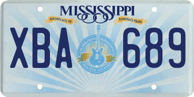 MS license plate XBA689