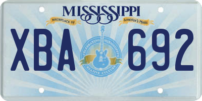 MS license plate XBA692