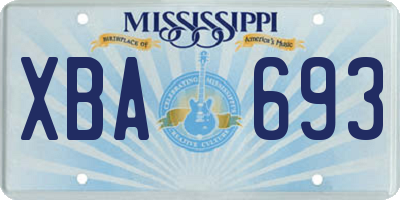 MS license plate XBA693