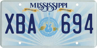 MS license plate XBA694