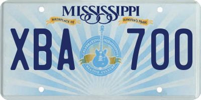 MS license plate XBA700