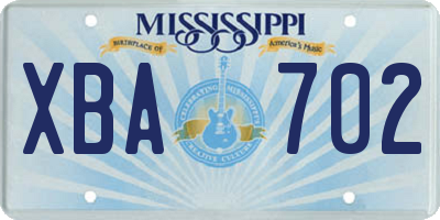 MS license plate XBA702