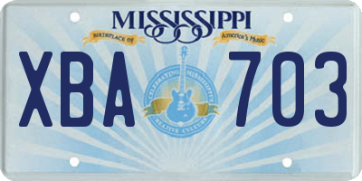 MS license plate XBA703