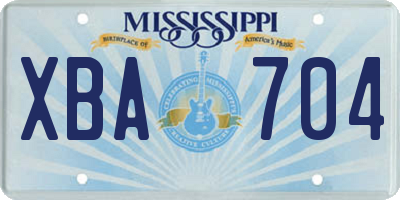 MS license plate XBA704