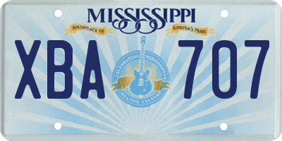 MS license plate XBA707