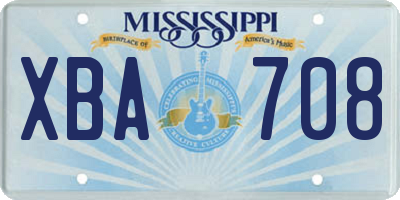 MS license plate XBA708
