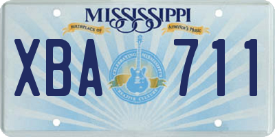 MS license plate XBA711