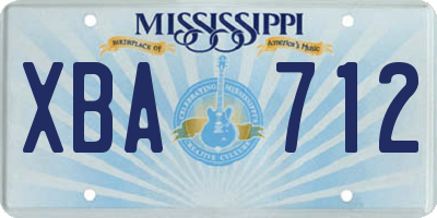 MS license plate XBA712