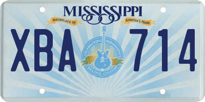 MS license plate XBA714