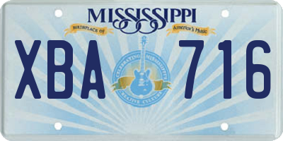 MS license plate XBA716