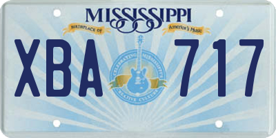 MS license plate XBA717