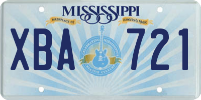 MS license plate XBA721