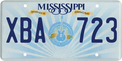 MS license plate XBA723