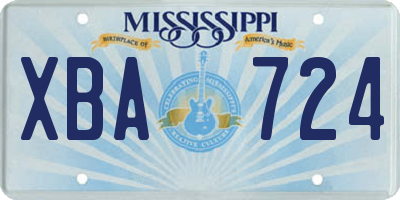 MS license plate XBA724