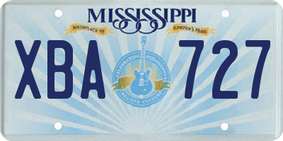 MS license plate XBA727