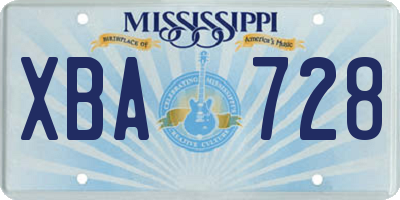 MS license plate XBA728