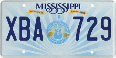 MS license plate XBA729