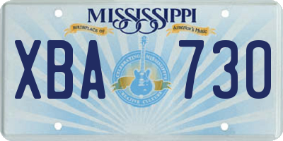 MS license plate XBA730