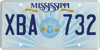 MS license plate XBA732